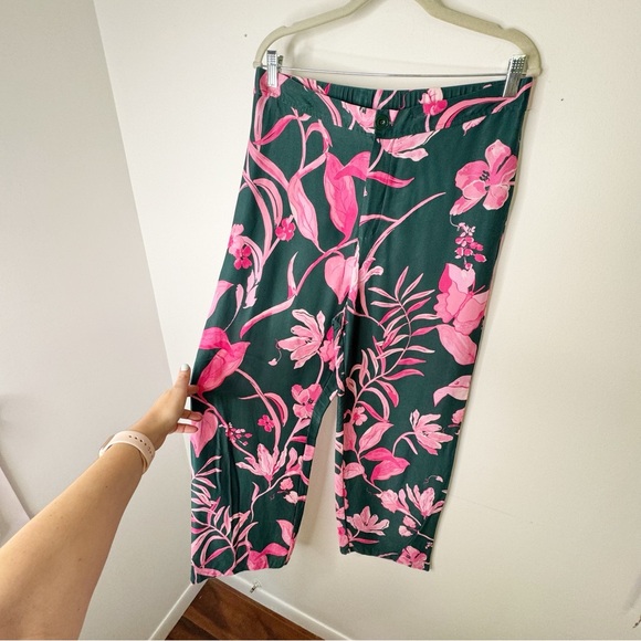 Anthropologie Floral Palm Wide Leg Vacation Pants Size 12 - Picture 7 of 9